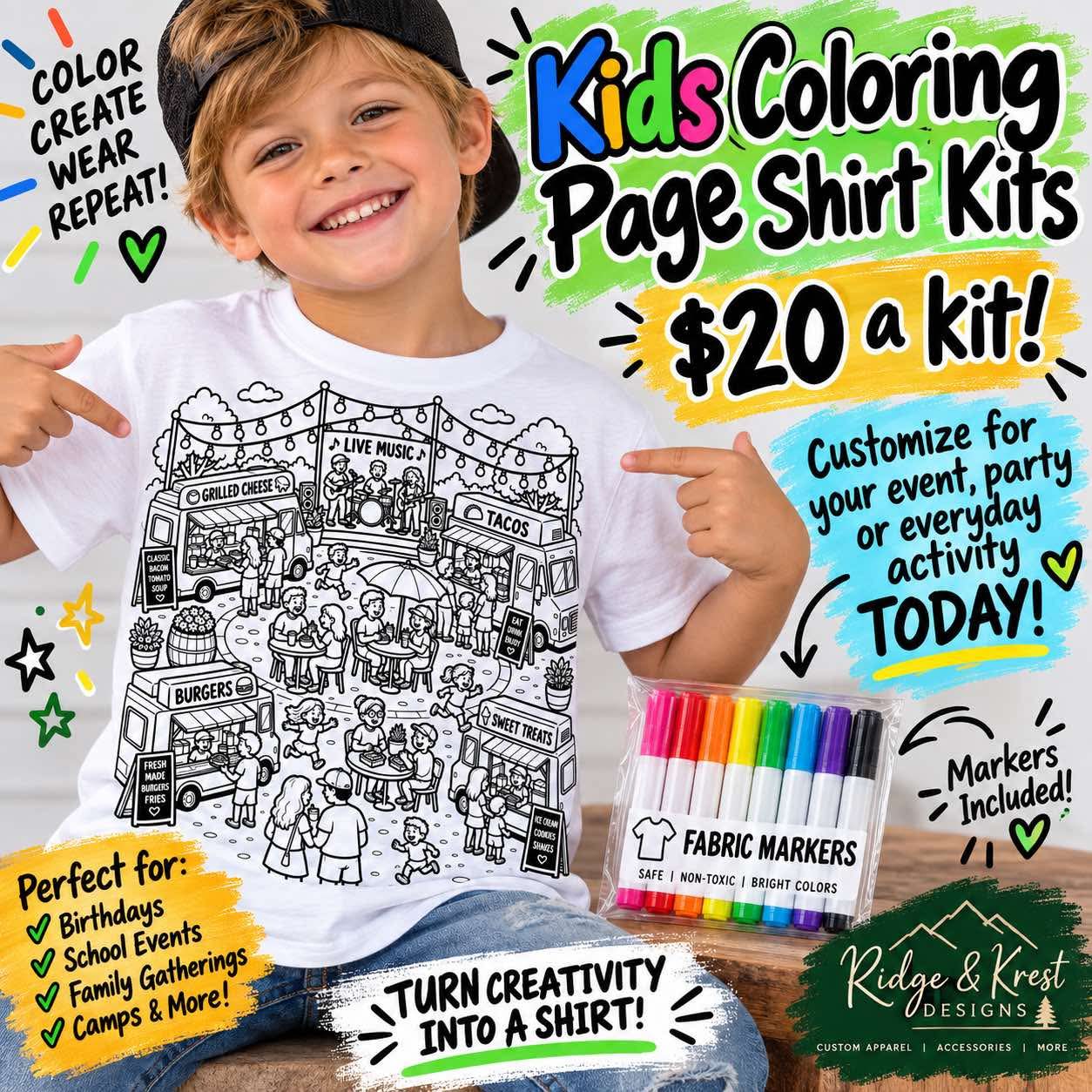Kids coloring shirt kit
